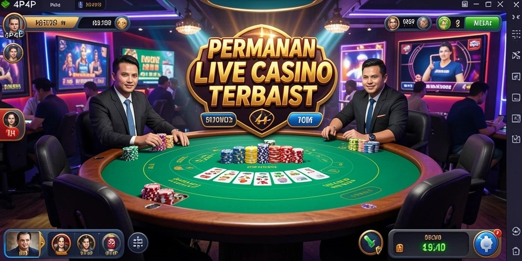 Tampilan permainan Live Casino 4P4P dengan dealer nyata dan interaksi langsung.