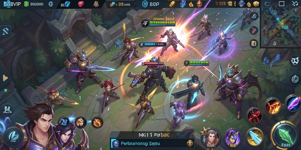 Screenshot gameplay B8VIP yang menampilkan pertarungan seru antara tim.