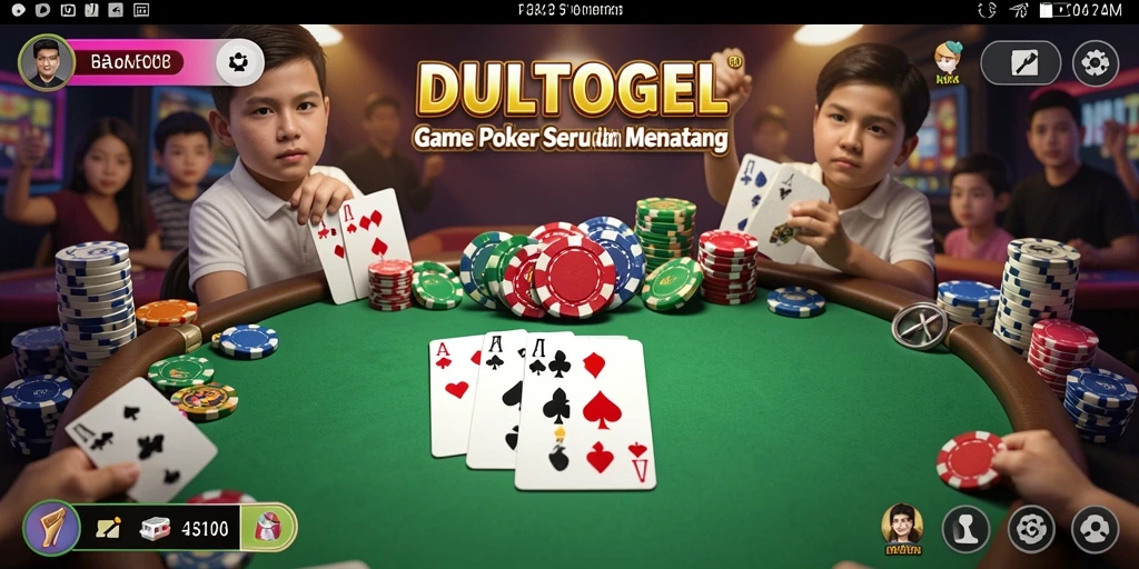 Screenshot utama DULTOGEL menampilkan suasana gameplay Poker yang seru.