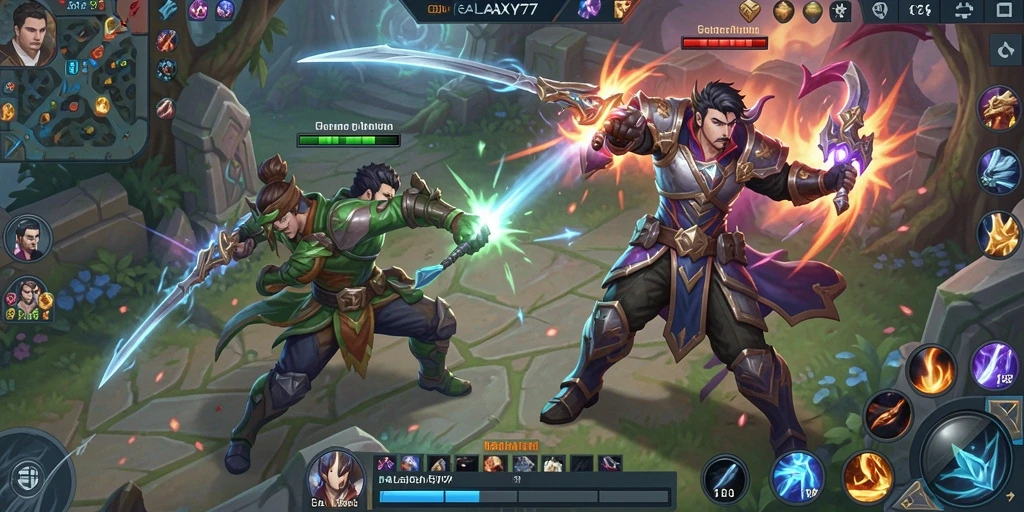 Screenshot menampilkan pertempuran intens dalam bentuk MOBA.