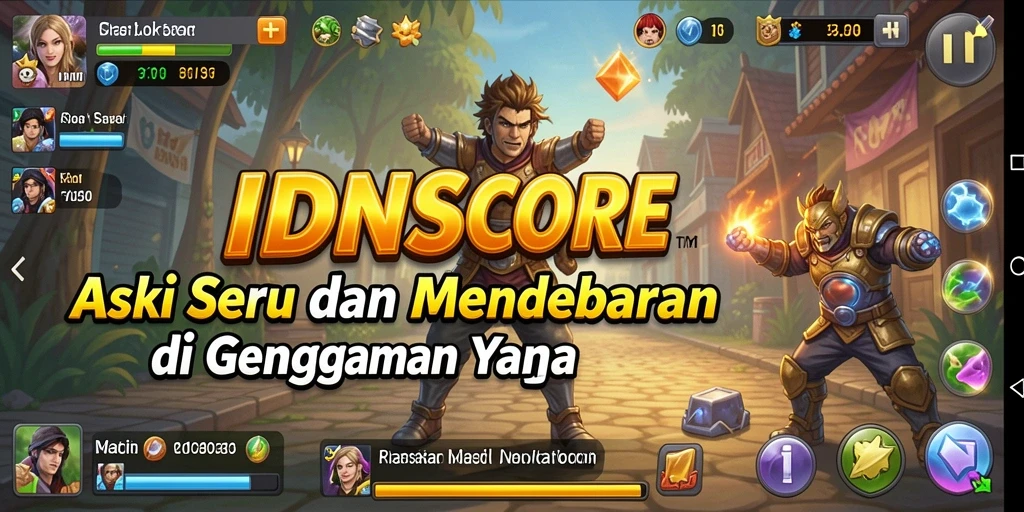 Screenshot gameplay IDNSCORE menampilkan pertempuran mendebarkan yang menegangkan.