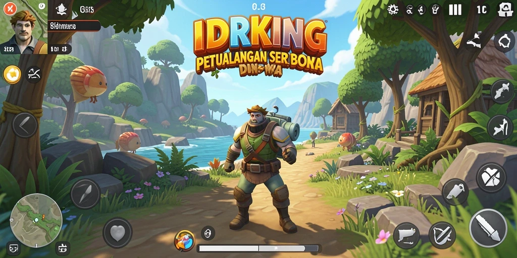 Screenshot gameplay IDRKING menampilkan dunia terbuka yang penuh petualangan.