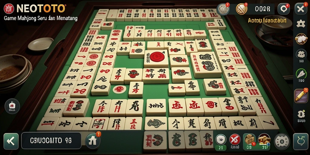Screenshot gameplay NEOTOTO menampilkan fokus pada aksi Mahjong yang seru.