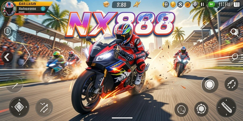 Tampilan menakjubkan dari gameplay balap motor NX888.