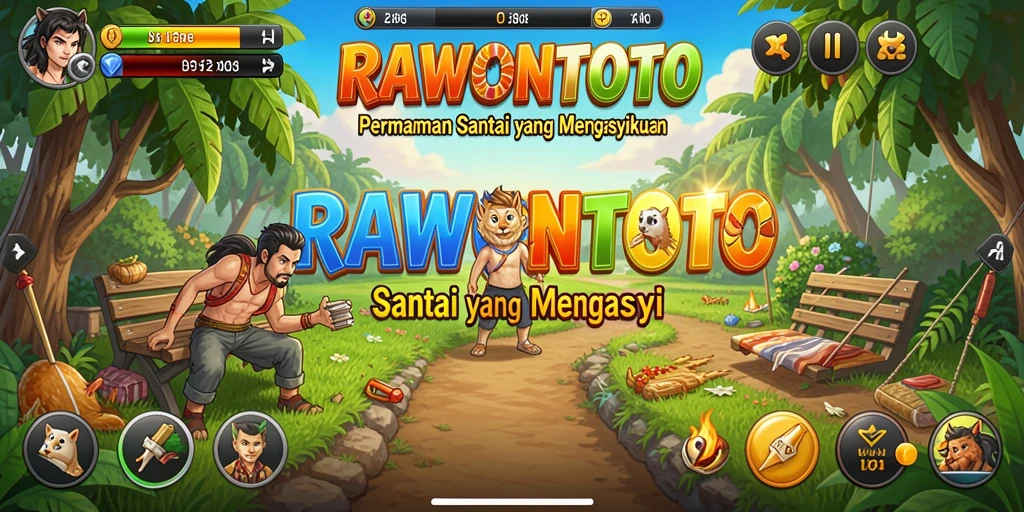 Gameplay seru dan santai dalam RAWONTOTO yang penuh warna.