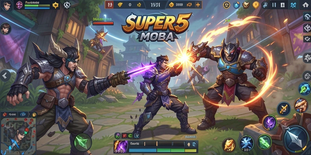 Tampilan seru gameplay <strong>SUPER5</strong> saat pertarungan antar tim.